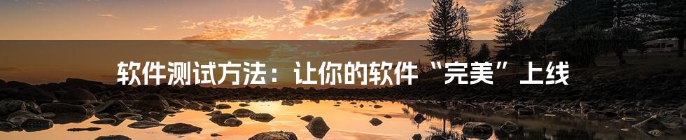 软件测试方法:让你的软件“完美”上线