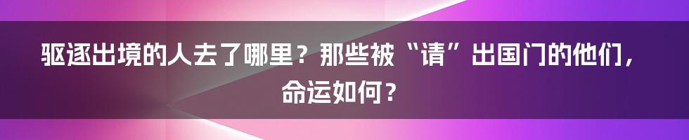驱逐出境的人去了哪里?那些被“请”出国门的他们,命运如何?