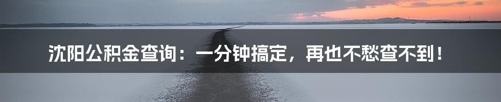 沈阳公积金查询:一分钟搞定,再也不愁查不到!