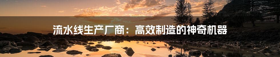 流水线生产厂商:高效制造的神奇机器