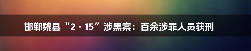 邯郸魏县“2·15”涉黑案:百余涉罪人员获刑