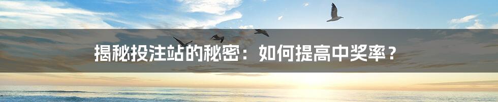 揭秘投注站的秘密:如何提高中奖率?