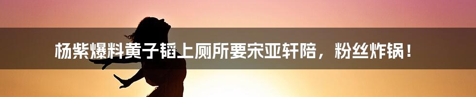杨紫爆料黄子韬上厕所要宋亚轩陪,粉丝炸锅!