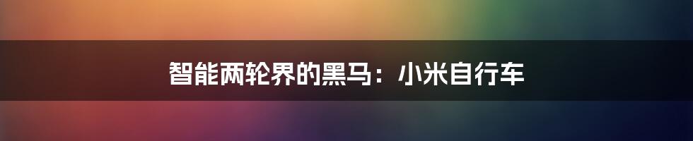 智能两轮界的黑马:小米自行车