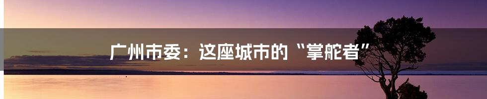 广州市委:这座城市的“掌舵者”
