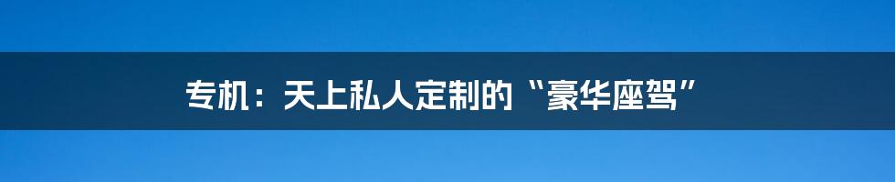专机:天上私人定制的“豪华座驾”