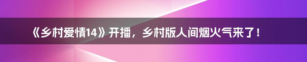 《乡村爱情14》开播,乡村版人间烟火气来了!