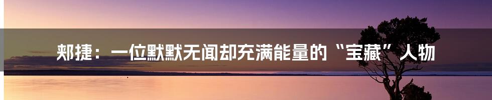 郏捷:一位默默无闻却充满能量的“宝藏”人物