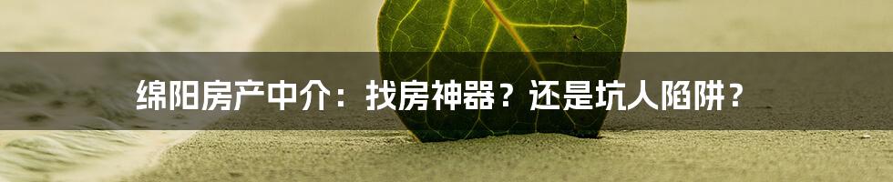 绵阳房产中介:找房神器?还是坑人陷阱?