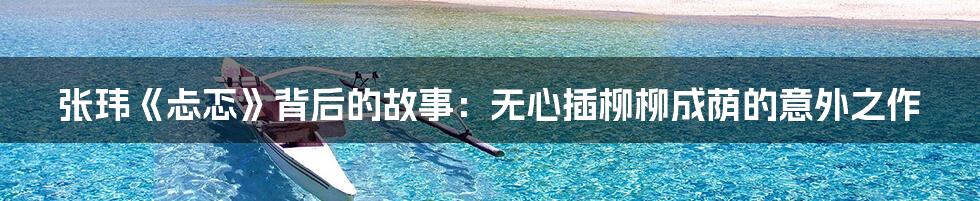 张玮《忐忑》背后的故事:无心插柳柳成荫的意外之作