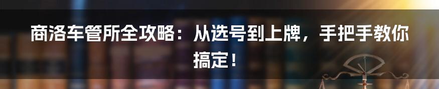 商洛车管所全攻略:从选号到上牌,手把手教你搞定!