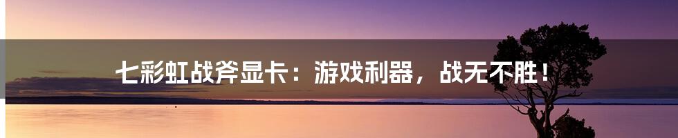 七彩虹战斧显卡:游戏利器,战无不胜!