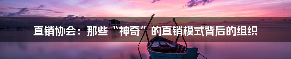 直销协会:那些“神奇”的直销模式背后的组织