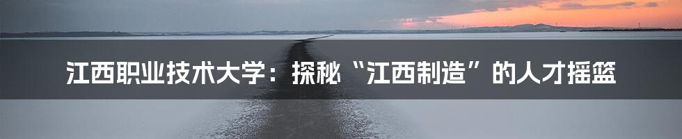 江西职业技术大学:探秘“江西制造”的人才摇篮
