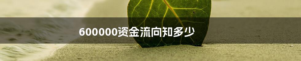 600000资金流向知多少