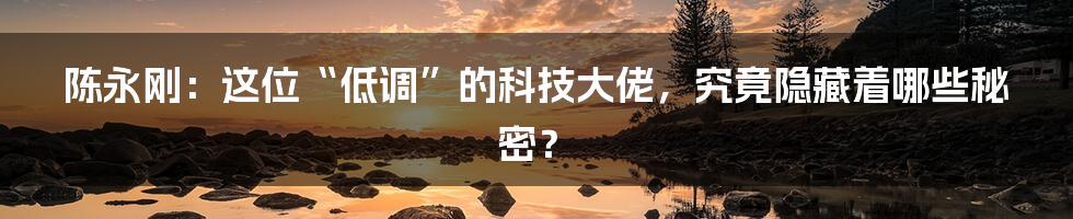 陈永刚:这位“低调”的科技大佬,究竟隐藏着哪些秘密?