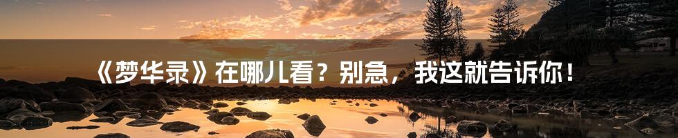 《梦华录》在哪儿看?别急,我这就告诉你!