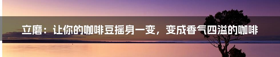 立磨:让你的咖啡豆摇身一变,变成香气四溢的咖啡