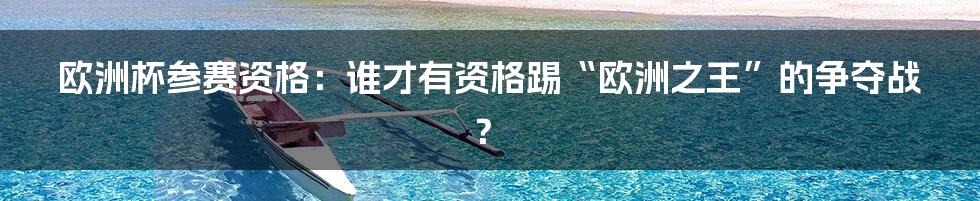 欧洲杯参赛资格:谁才有资格踢“欧洲之王”的争夺战?