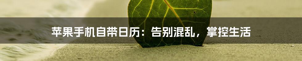 苹果手机自带日历:告别混乱,掌控生活