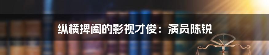 纵横捭阖的影视才俊:演员陈锐