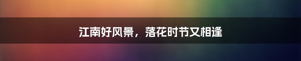 江南好风景,落花时节又相逢
