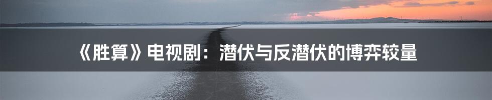 《胜算》电视剧:潜伏与反潜伏的博弈较量