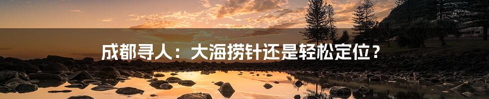成都寻人:大海捞针还是轻松定位?