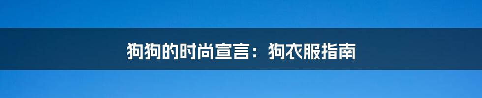 狗狗的时尚宣言:狗衣服指南