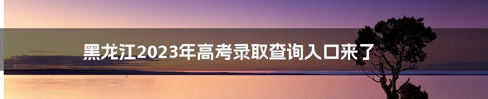 黑龙江2023年高考录取查询入口来了