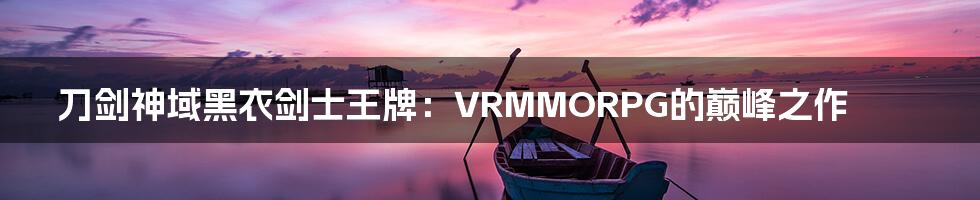 刀剑神域黑衣剑士王牌:VRMMORPG的巅峰之作