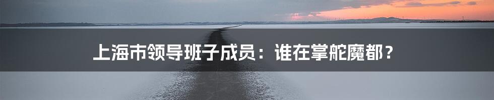上海市领导班子成员:谁在掌舵魔都?