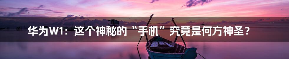 华为W1:这个神秘的“手机”究竟是何方神圣?