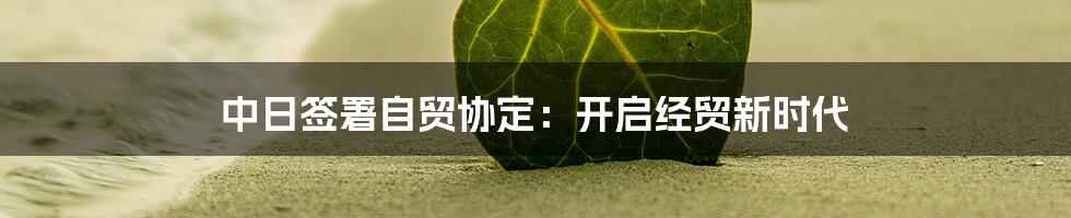 中日签署自贸协定:开启经贸新时代