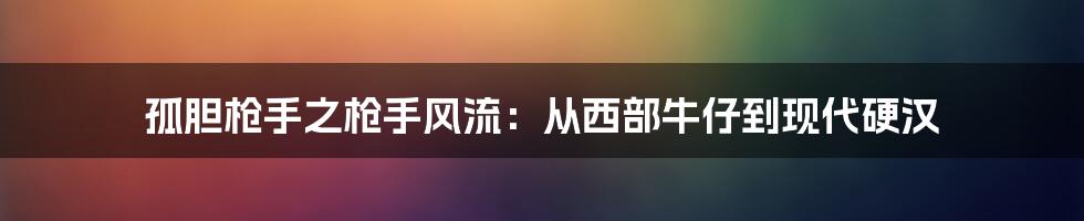 孤胆枪手之枪手风流：从西部牛仔到现代硬汉