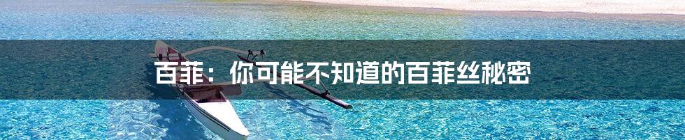 百菲:你可能不知道的百菲丝秘密