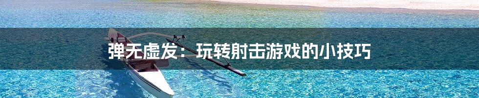 弹无虚发:玩转射击游戏的小技巧