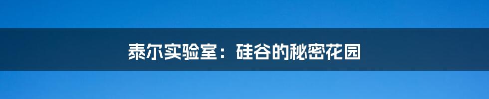 泰尔实验室:硅谷的秘密花园