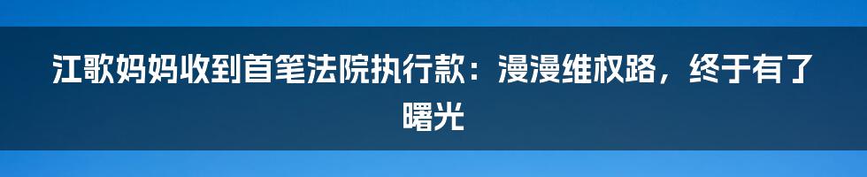 江歌妈妈收到首笔法院执行款：漫漫维权路，终于有了曙光