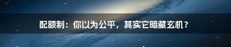 配额制:你以为公平,其实它暗藏玄机?