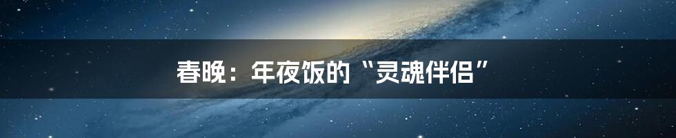 春晚:年夜饭的“灵魂伴侣”