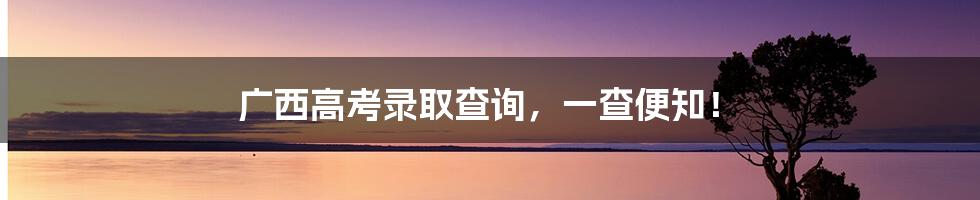 广西高考录取查询,一查便知!
