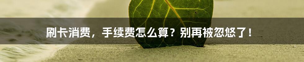 刷卡消费,手续费怎么算?别再被忽悠了!
