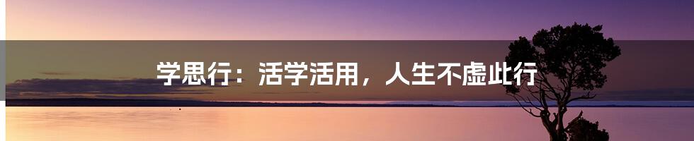 学思行:活学活用,人生不虚此行