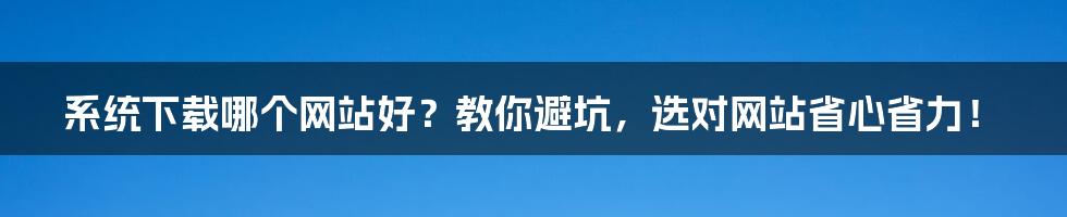 系统下载哪个网站好?教你避坑,选对网站省心省力!