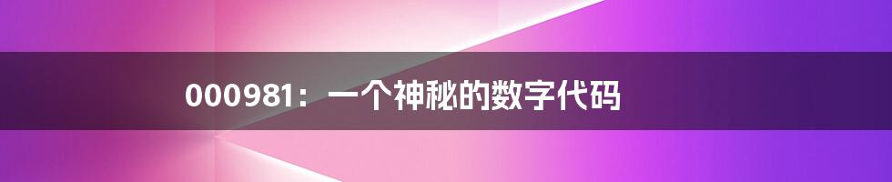 000981:一个神秘的数字代码