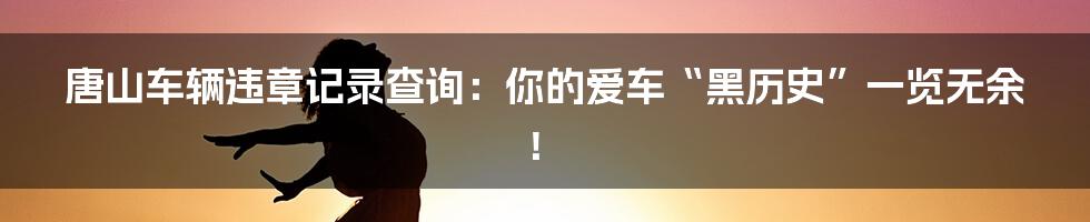 唐山车辆违章记录查询:你的爱车“黑历史”一览无余!