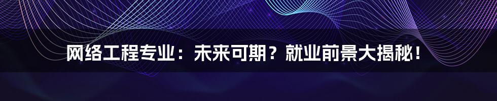 网络工程专业:未来可期?就业前景大揭秘!