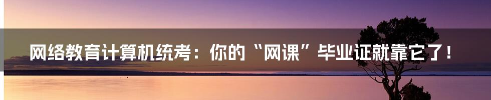 网络教育计算机统考:你的“网课”毕业证就靠它了!