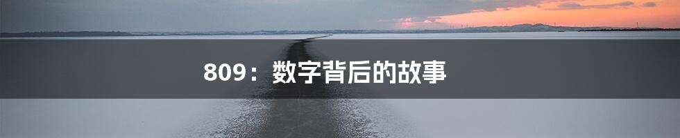 809:数字背后的故事